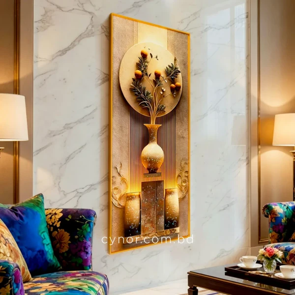 WR731-2-Autumn Citrus Vase Wall Art with Resin Stone Inlay and Gold Aluminium Frame (9)