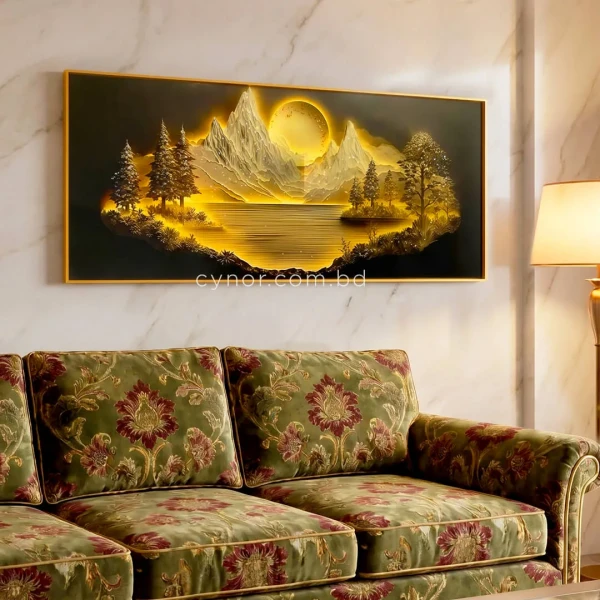 WR731-3-Mystical Mountain Landscape Wall Art with Resin Stone Inlay and Gold Aluminium Frame (10)