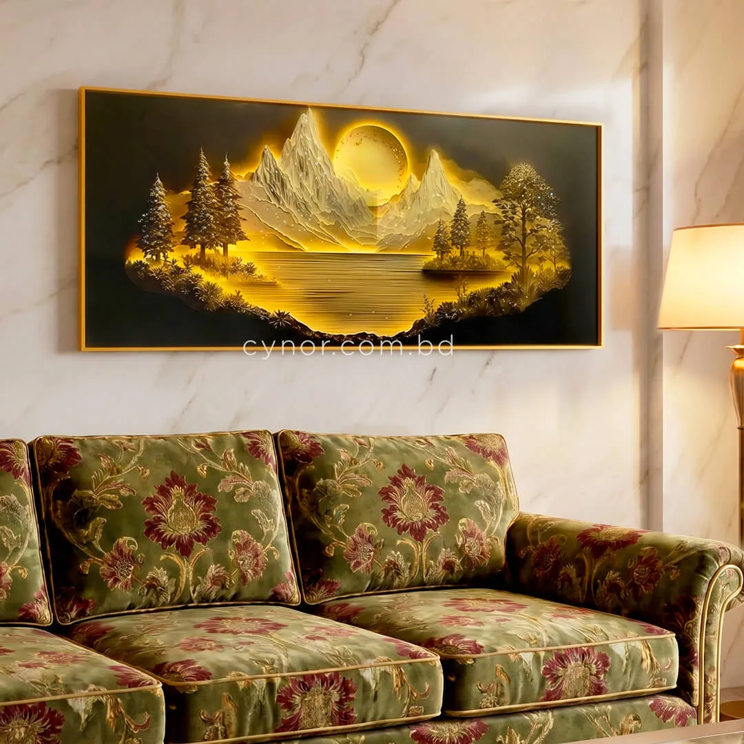 WR731-3-Mystical Mountain Landscape Wall Art with Resin Stone Inlay and Gold Aluminium Frame (10) WR731-3-Mystical Mountain Landscape Wall Art with Resin Stone Inlay and Gold Aluminium Frame (10)
