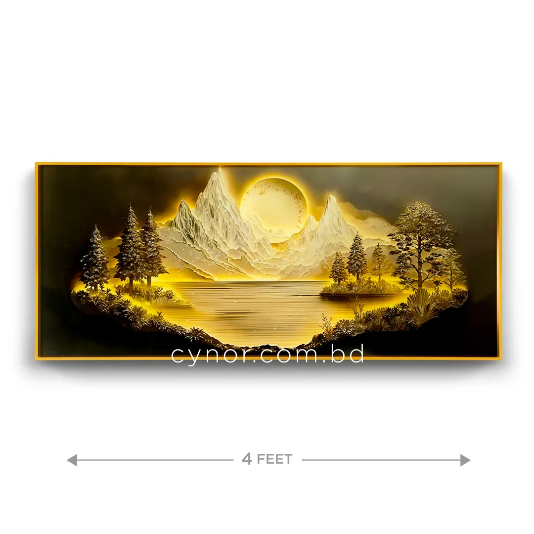 WR731-3-Mystical Mountain Landscape Wall Art with Resin Stone Inlay and Gold Aluminium Frame (3) WR731-3-Mystical Mountain Landscape Wall Art with Resin Stone Inlay and Gold Aluminium Frame (3)