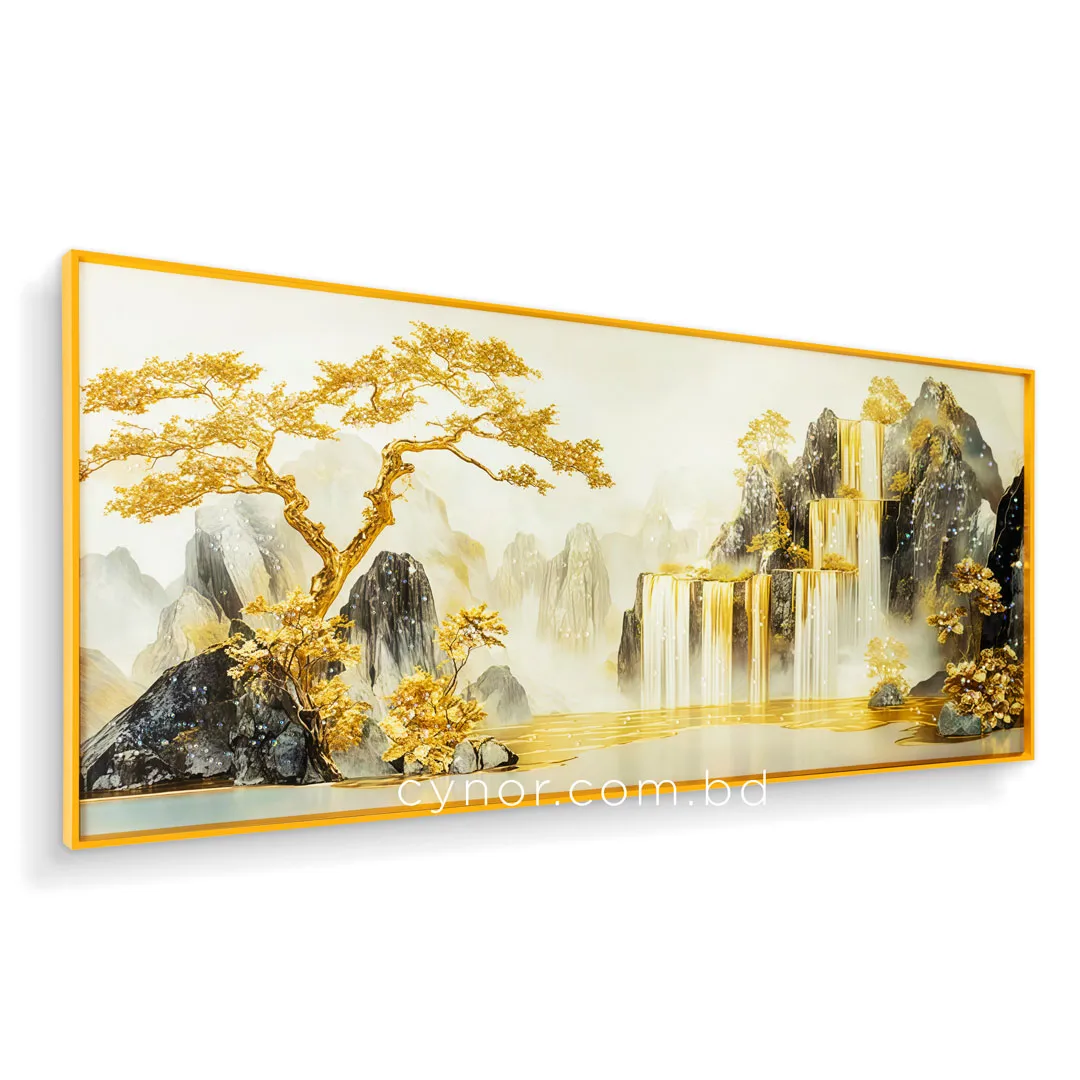 WR731-4-Fantasy Waterfall Landscape Wall Art with Resin Stone Inlay and Gold Aluminium Frame (4) WR731-4-Fantasy Waterfall Landscape Wall Art with Resin Stone Inlay and Gold Aluminium Frame (4)
