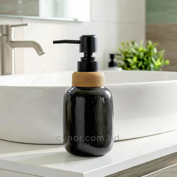 KC230-Black-Black Porcelain Ceramic Soap Shampoo Lotion Dispenser (1)