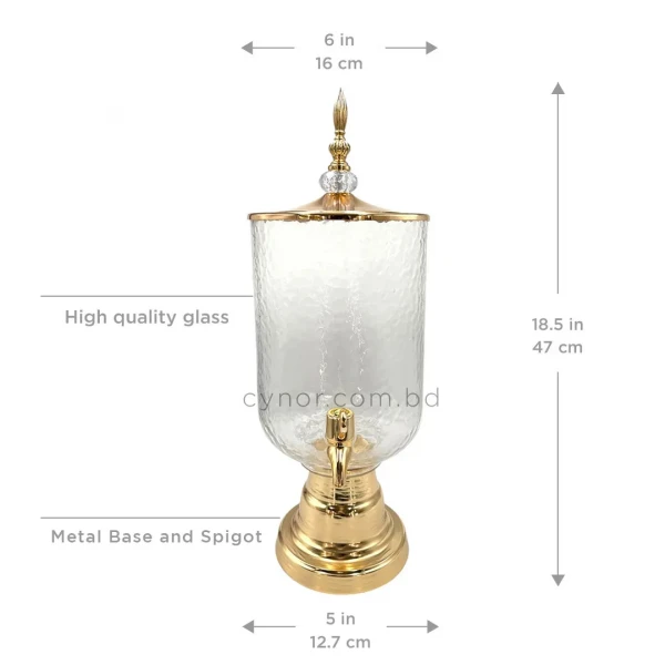 KC239-4L-Luxury-Hammered-Glass-Beverage-Dispenser-with-Golden-Metal-Stand