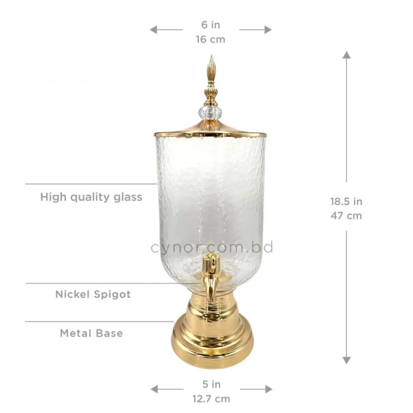 KC239-4L-Luxury-Hammered-Glass-Beverage-Dispenser-with-Golden-Metal-Stand-and-Nickel-Spigot-00