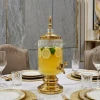 KC240-3.5L Luxury Glass Beverage Dispenser with Golden Stainless Steel Stand (1)