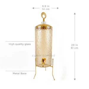 KC241-2-4L-Luxury-Hammered-Glass-Beverage-Dispenser-with-Golden-Metal-Stand