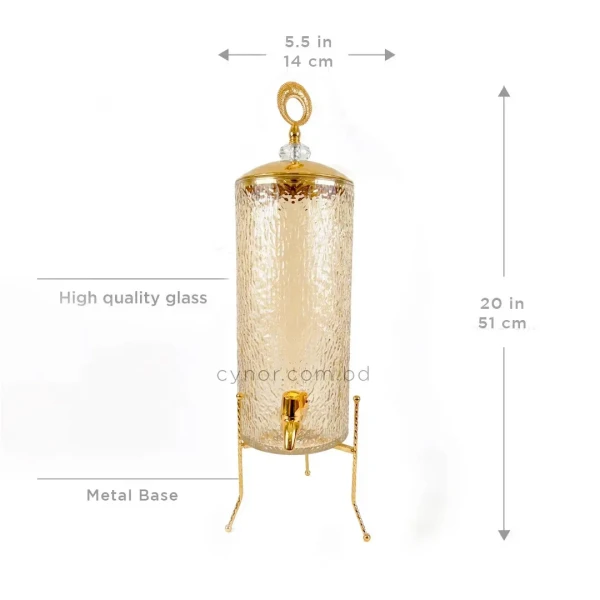 KC241-2-4L-Luxury-Hammered-Glass-Beverage-Dispenser-with-Golden-Metal-Stand