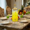 KC241-2-4L Luxury Hammered Glass Beverage Dispenser with Golden Stainless Steel Stand (1)