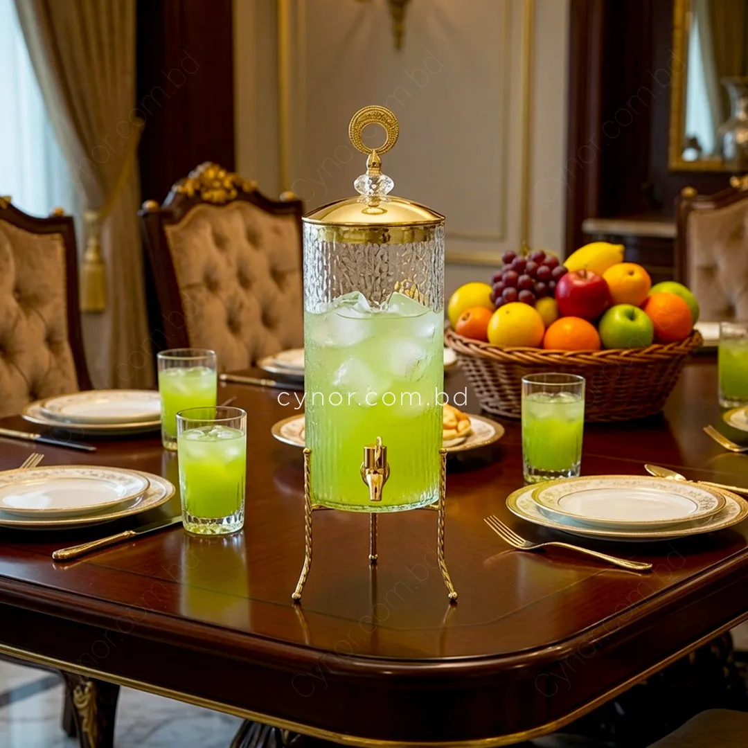 KC241-2-4L Luxury Hammered Glass Beverage Dispenser with Golden Stainless Steel Stand (2) KC241-2-4L Luxury Hammered Glass Beverage Dispenser with Golden Stainless Steel Stand (2)