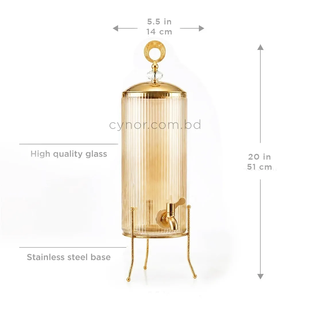 KC241-4L Luxury Ribbed Glass Beverage Dispenser with Golden Stainless Steel Stand (5) KC241-4L Luxury Ribbed Glass Beverage Dispenser with Golden Stainless Steel Stand (5)