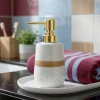 KC242-White-White Speckled Porcelain Ceramic Soap Shampoo Lotion Dispenser (1)