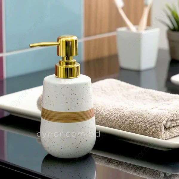 KC242-White-White Speckled Porcelain Ceramic Soap Shampoo Lotion Dispenser (5)