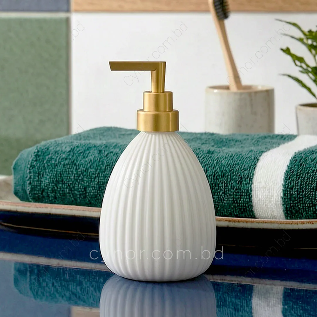 KC243-White-White Ribbed Ceramic Porcelain Ceramic Soap Shampoo Lotion Dispenser (1) KC243-White-White Ribbed Ceramic Porcelain Ceramic Soap Shampoo Lotion Dispenser (1)