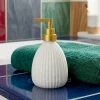 KC243-White-White Ribbed Ceramic Porcelain Ceramic Soap Shampoo Lotion Dispenser (2)