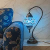 TL341-Blue-2-Turkish Mosaic Table Lamp Swan-Neck Metal Body with Blue Ambient Light (1)