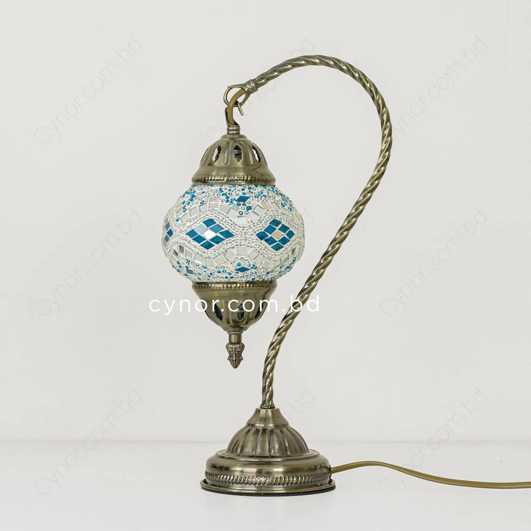 TL341-Blue-2-Turkish Mosaic Table Lamp Swan-Neck Metal Body with Blue Ambient Light (2) TL341-Blue-2-Turkish Mosaic Table Lamp Swan-Neck Metal Body with Blue Ambient Light (2)
