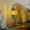 TL341-Yellow-Turkish Mosaic Table Lamp Swan-Neck Metal Body with Yellow Ambient Light (1)