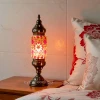 TL353-Red-Turkish Mosaic Table Lamp Cylinder Design Metal Body Red Ambient Glow (1)
