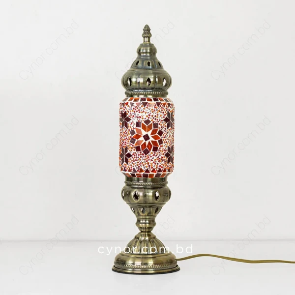 TL353-Red-Turkish Mosaic Table Lamp Cylinder Design Metal Body Red Ambient Glow (2)