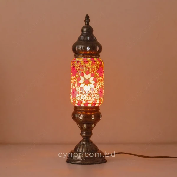 TL353-Red-Turkish Mosaic Table Lamp Cylinder Design Metal Body Red Ambient Glow (3)