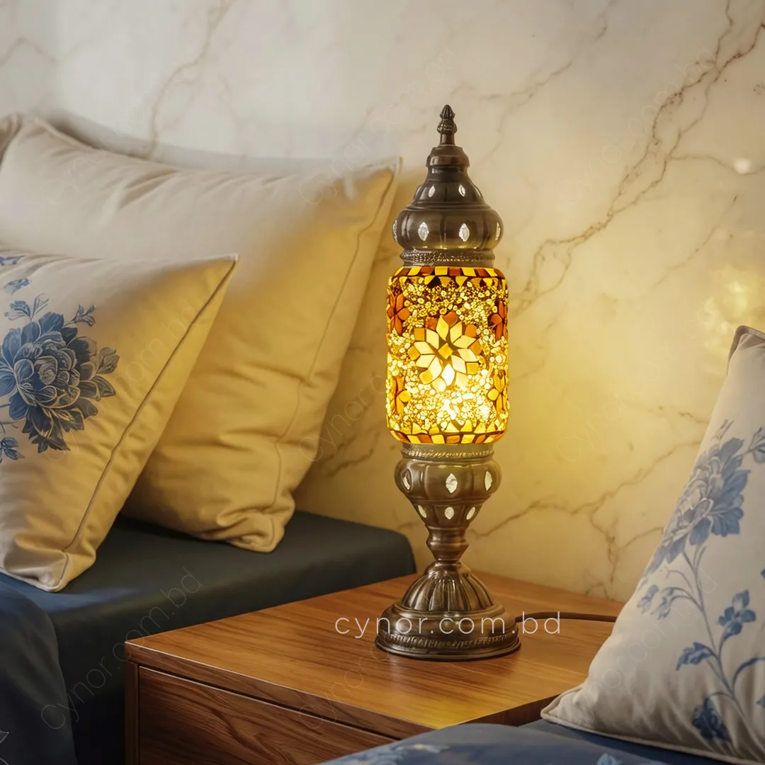 TL353-Yellow-Turkish Mosaic Cylinder Table Lamp Metal Body with Yellow Ambient Light (2) TL353-Yellow-Turkish Mosaic Cylinder Table Lamp Metal Body with Yellow Ambient Light (2)