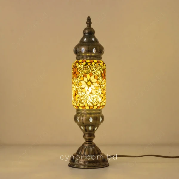 TL353-Yellow-Turkish Mosaic Cylinder Table Lamp Metal Body with Yellow Ambient Light (4)
