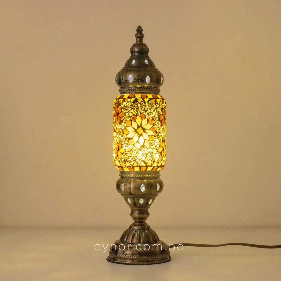 TL353-Yellow-Turkish Mosaic Cylinder Table Lamp Metal Body with Yellow Ambient Light (4) TL353-Yellow-Turkish Mosaic Cylinder Table Lamp Metal Body with Yellow Ambient Light (4)