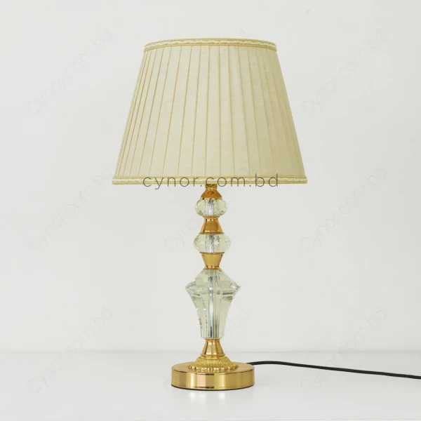 TL366-2-Metal Body Crystal Design Table Lamp with Cream Color Fabric Shade (2)