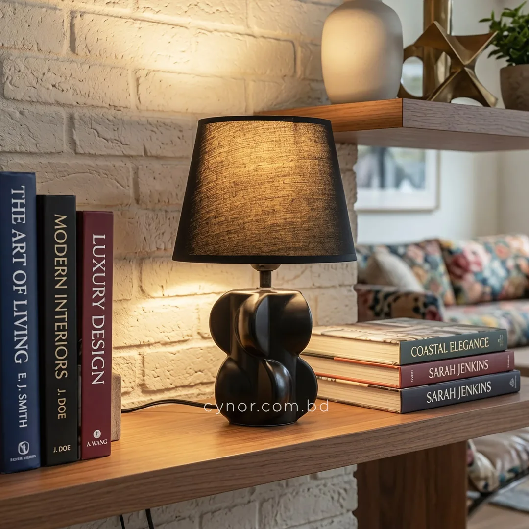 TL394-1-Ceramic Body Sculptural Geometric Compact Table Lamp with Textured Fabric Shade (1) TL394-1-Ceramic Body Sculptural Geometric Compact Table Lamp with Textured Fabric Shade (1)