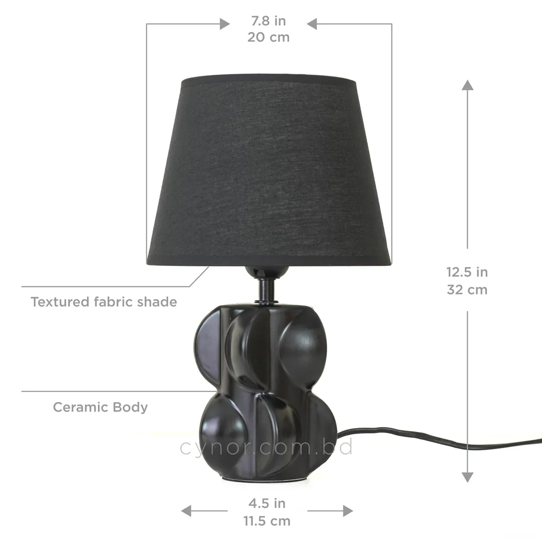 TL394-1-Ceramic Body Sculptural Geometric Compact Table Lamp with Textured Fabric Shade (2) TL394-1-Ceramic Body Sculptural Geometric Compact Table Lamp with Textured Fabric Shade (2)