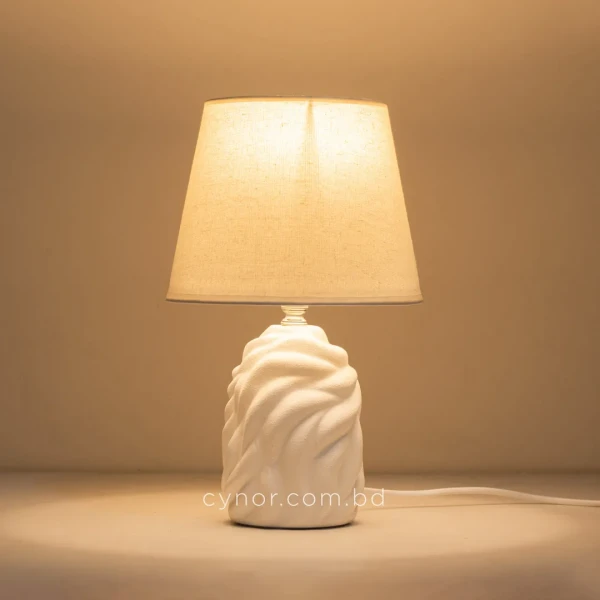 TL395-1-Compact Sculptural Ceramic Table Lamp with Textured Fabric Shade (4)