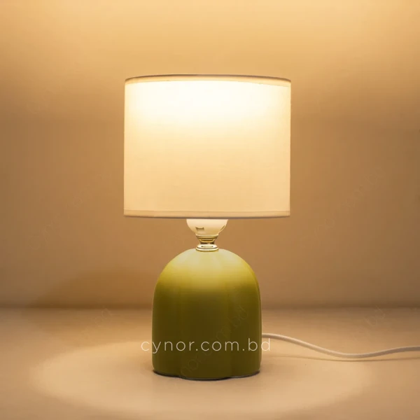 TL396-1-Compact Olive Sculptural Ceramic Table Lamp with Textured Fabric Shade (5)
