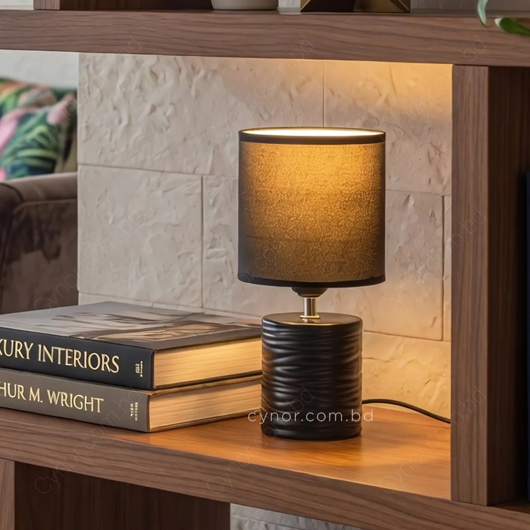 TL397-1-Compact Black Cylindrical Ceramic Table Lamp with Textured Fabric Shade (1) TL397-1-Compact Black Cylindrical Ceramic Table Lamp with Textured Fabric Shade (1)