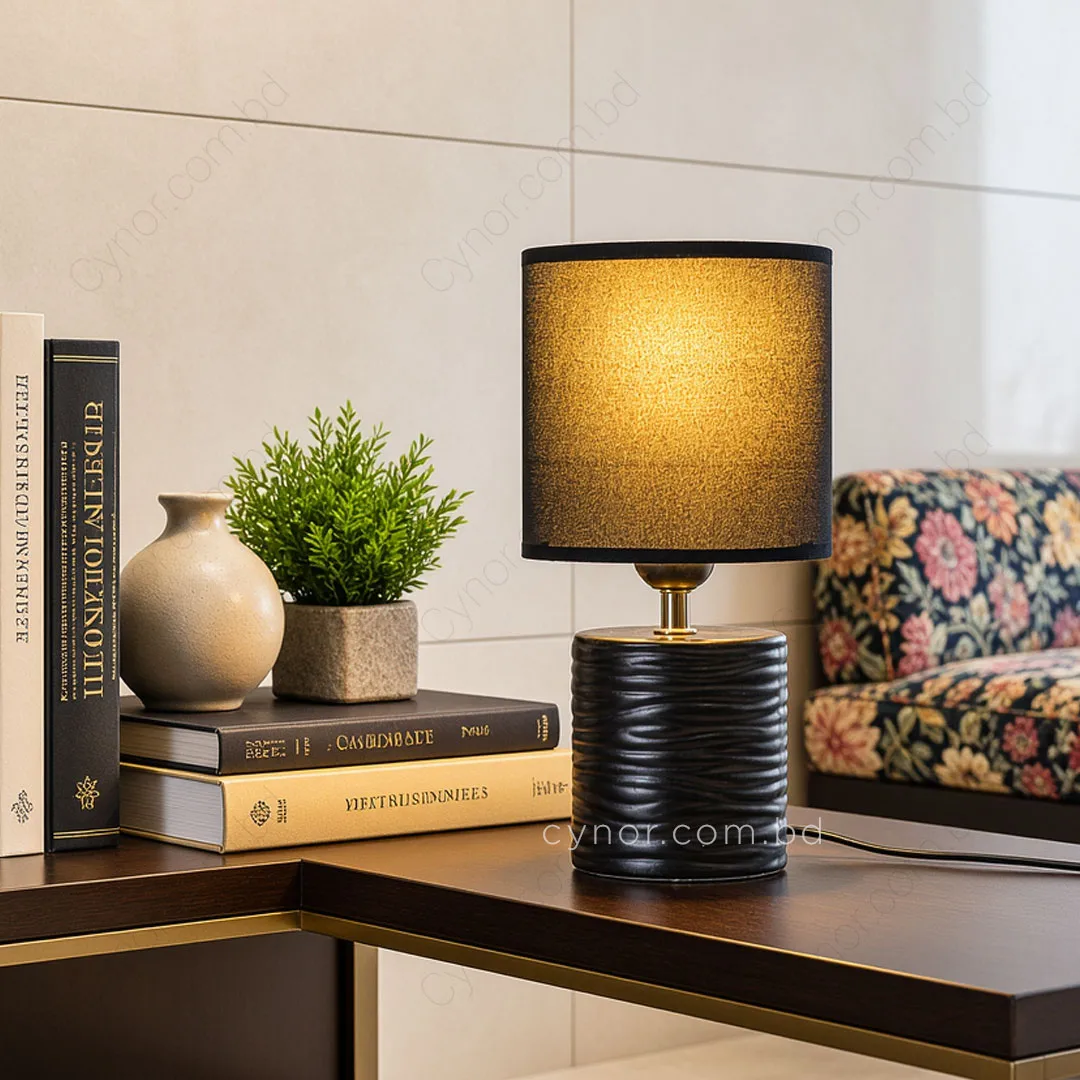 TL397-1-Compact Black Cylindrical Ceramic Table Lamp with Textured Fabric Shade (7) TL397-1-Compact Black Cylindrical Ceramic Table Lamp with Textured Fabric Shade (7)