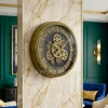 WC495-Antique-Roman-Antique Mechanical Gear Quartz Wall Clock with Glass Dial and Fiber Body (9)