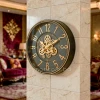 WC505-Black-2-Antique Industrial Design Black Color Moving Mechanical Golden Dial Wall Clock (1)