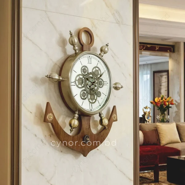 WC683-2-Luxury Nautical Antique Wall Clock with Wooden and Metal Body in Antique Golden Finish (11)