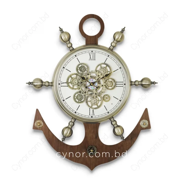 WC683-2-Luxury Nautical Antique Wall Clock with Wooden and Metal Body in Antique Golden Finish (3)