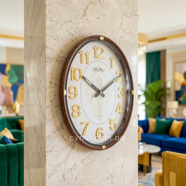 WC752-3-Vintage Oval Wall Clock Radium Numerals Chocolate Color Fiber Frame (1)
