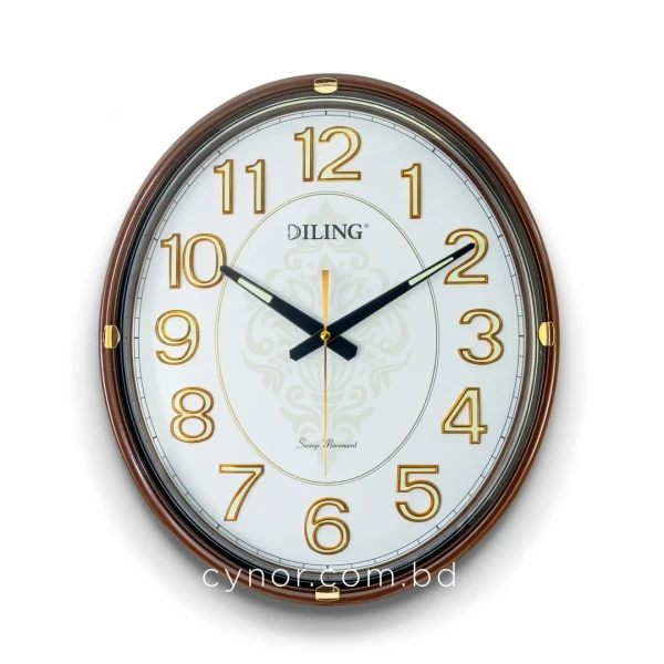 WC752-3-Vintage Oval Wall Clock Radium Numerals Chocolate Color Fiber Frame (2)