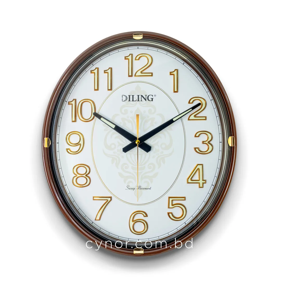 WC752-3-Vintage Oval Wall Clock Radium Numerals Chocolate Color Fiber Frame (2)