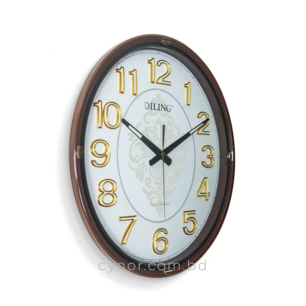 WC752-3-Vintage Oval Wall Clock Radium Numerals Chocolate Color Fiber Frame (3)