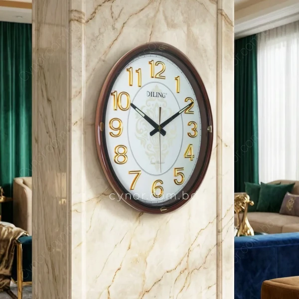 WC752-3-Vintage Oval Wall Clock Radium Numerals Chocolate Color Fiber Frame (9)