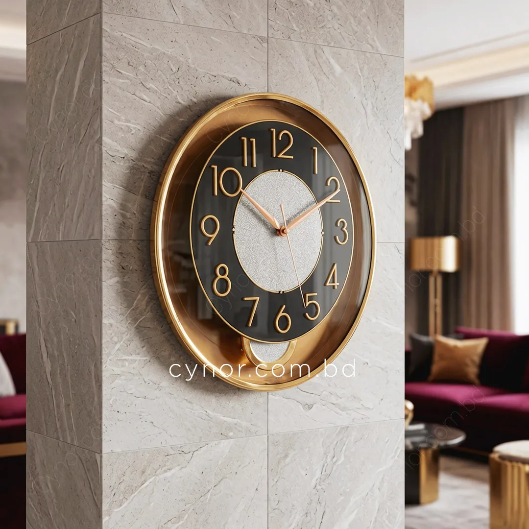 WC761-Black-Stylish Golden Black Pendulum Wall Clock with Fiber Body Glass Dial (1) WC761-Black-Stylish Golden Black Pendulum Wall Clock with Fiber Body Glass Dial (1)
