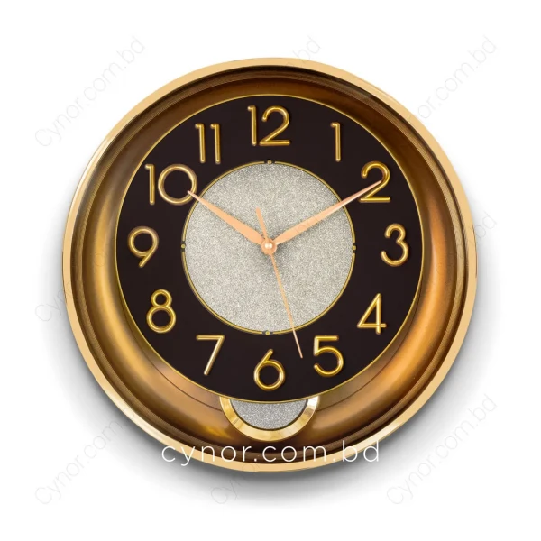 WC761-Black-Stylish Golden Black Pendulum Wall Clock with Fiber Body Glass Dial (2)