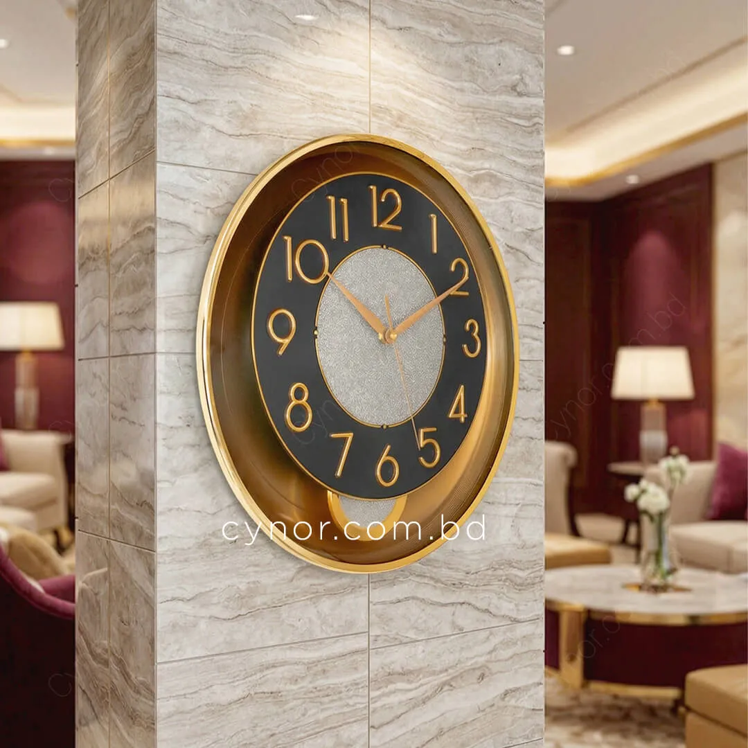 WC761-Black-Stylish Golden Black Pendulum Wall Clock with Fiber Body Glass Dial (8) WC761-Black-Stylish Golden Black Pendulum Wall Clock with Fiber Body Glass Dial (8)