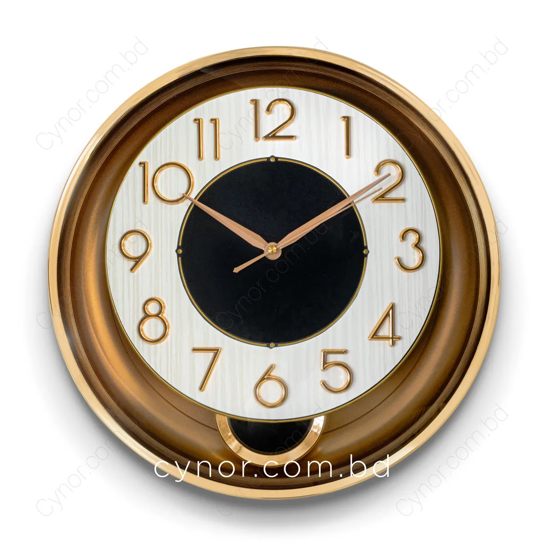 WC761-White-Stylish Pendulum Wall Clock Golden Frame White Texture Dial Fiber and Glass Finish (3) WC761-White-Stylish Pendulum Wall Clock Golden Frame White Texture Dial Fiber and Glass Finish (3)