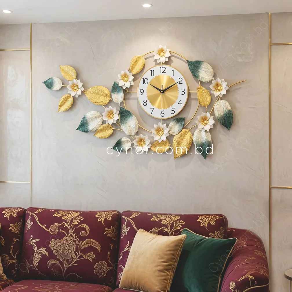 WC763-Decorative Botanical Wall Clock Golden Bottle Green Finish (1) WC763-Decorative Botanical Wall Clock Golden Bottle Green Finish (1)