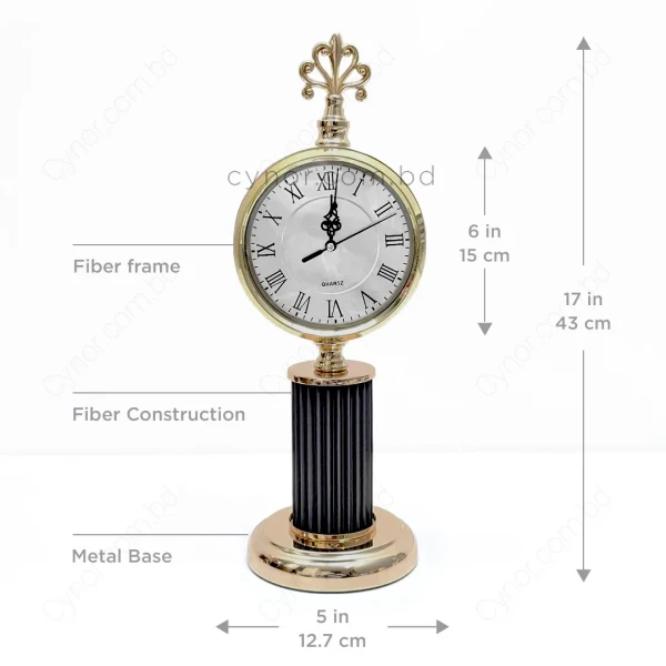 WC767-Black-Vintage-Ornate-Golden-Metal-Table-Clock-with-Black-Fiber-Column-and-Glass-Dial-(8)