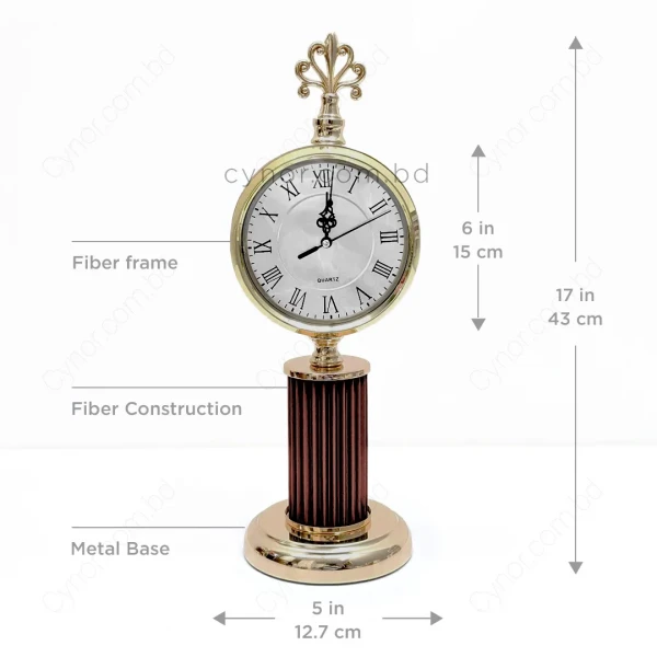WC767-Chocolate-Vintage Ornate Golden Fiber Table Clock with Metal base and Glass Dial (6)